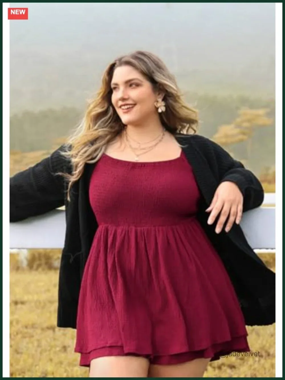 Plus Size Square Neck Puff Sleeve Mini Dress A-Line Tiered Flowy